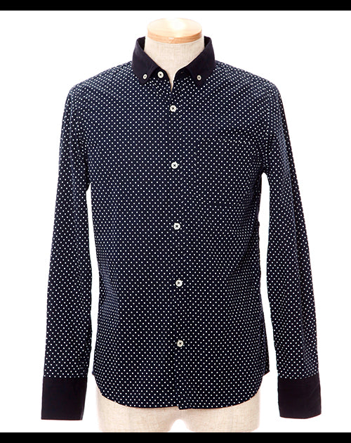 クレリックデザインピンドット柄ボタンダウンシャツ