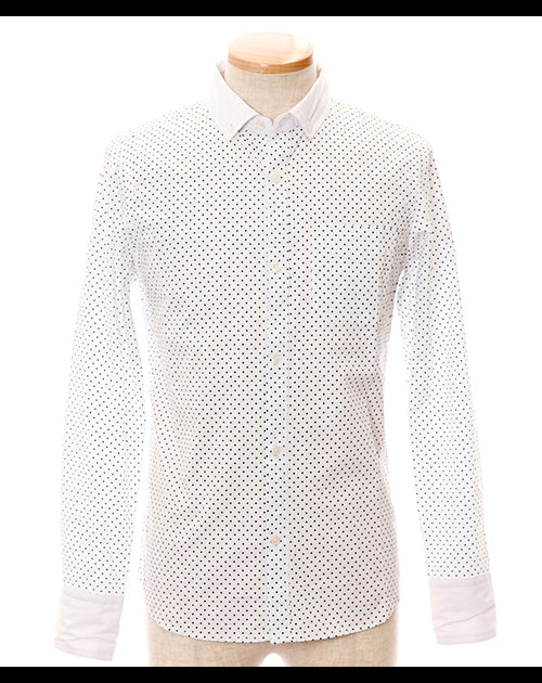 クレリックデザインピンドット柄ボタンダウンシャツ