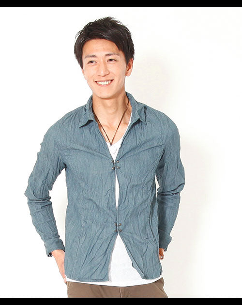 シワ加工ストレッチシャツ