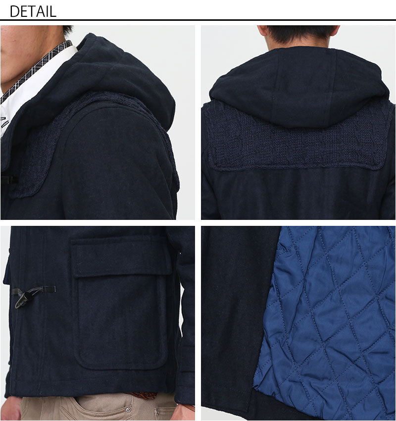 切り替えニットパネルウール混ダッフルコート