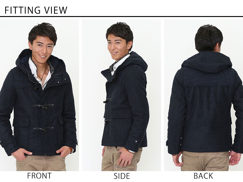 切り替えニットパネルウール混ダッフルコート