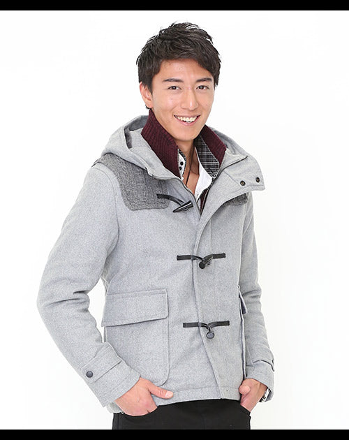 切り替えニットパネルウール混ダッフルコート