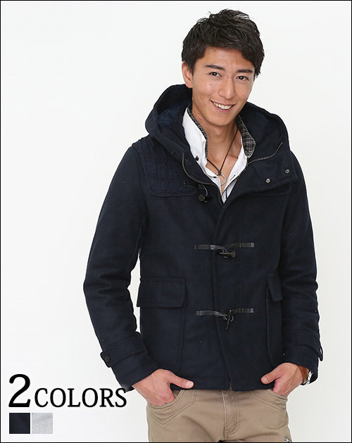 切り替えニットパネルウール混ダッフルコート