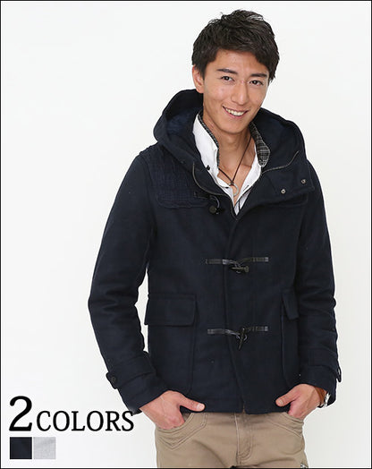 切り替えニットパネルウール混ダッフルコート