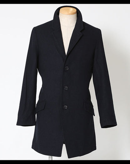 カジュアルデザイン無地チェスターコート Biz