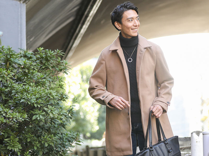 ウール混ステンコートのモデル着用画像