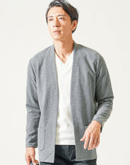 ストレッチカット地ボタンレス長袖カーディガン