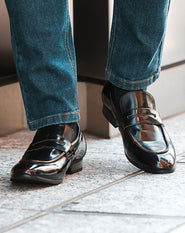 PUレザーコインローファー