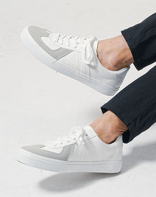 PUレザー切り替えデザインミリタリースニーカー