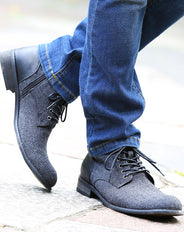 ツイード素材レザー切り替えサイドジップチャッカブーツ