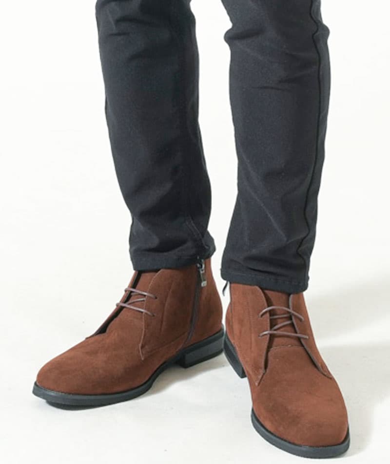 フェイクレザー素材レースアップチャッカブーツ