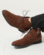 フェイクレザー素材レースアップチャッカブーツ