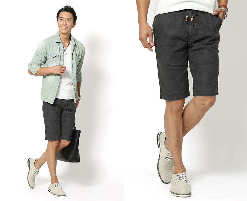 ブロックチェックデザインハーフパンツ