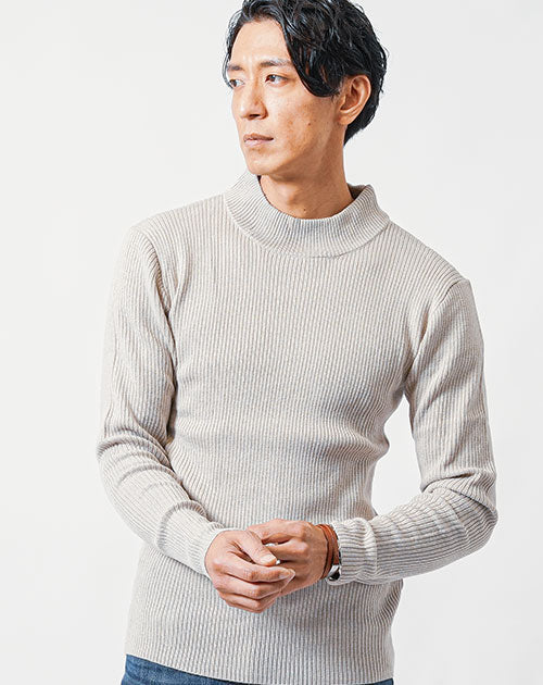 新品【ピーティートリノ】ウール混グラデーションモックネックセーター 50(XL)