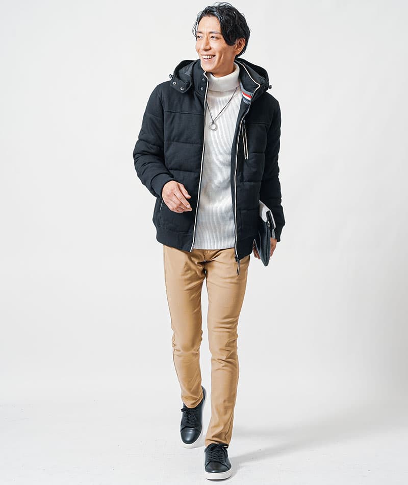 リブ編みスリムタートルネックニット