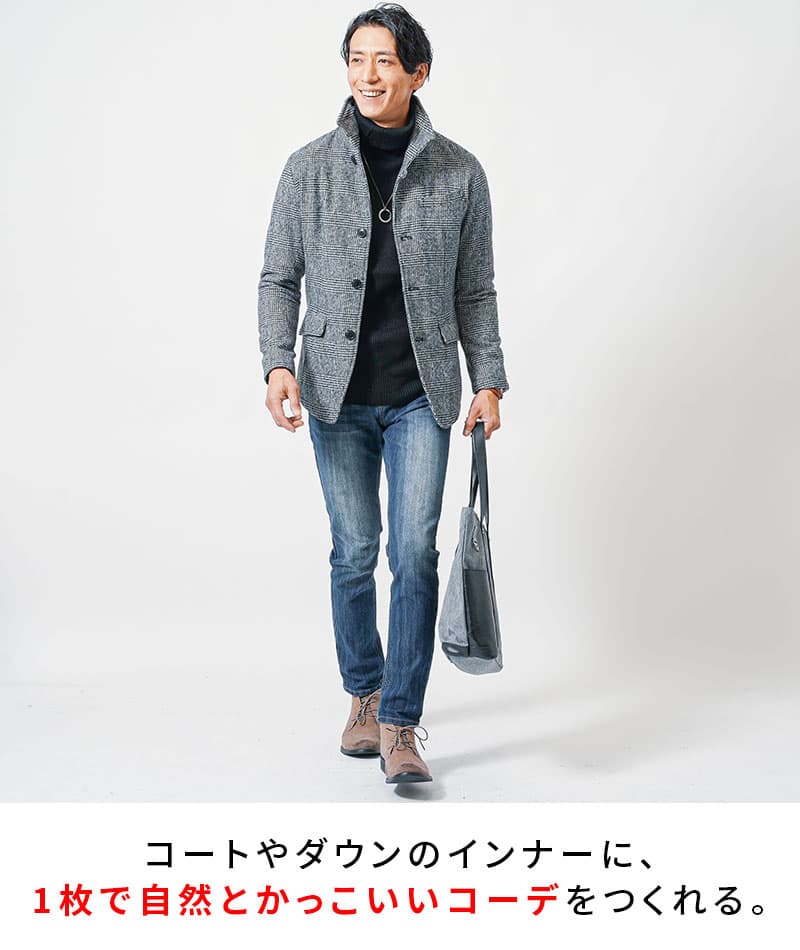 リブ編みスリムタートルネックニット