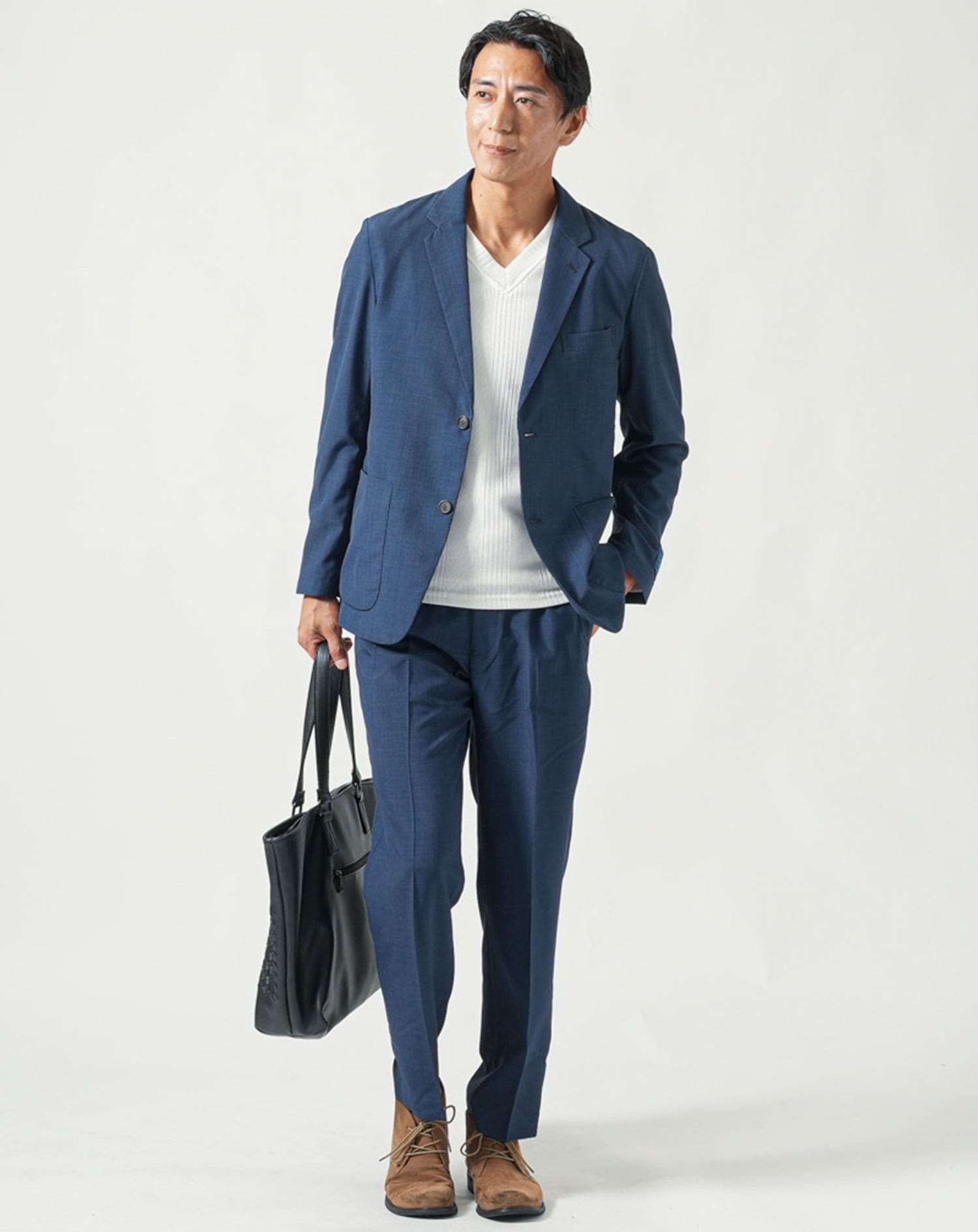 セットアップ 薄手長袖テーラードジャケット×スラックスパンツ