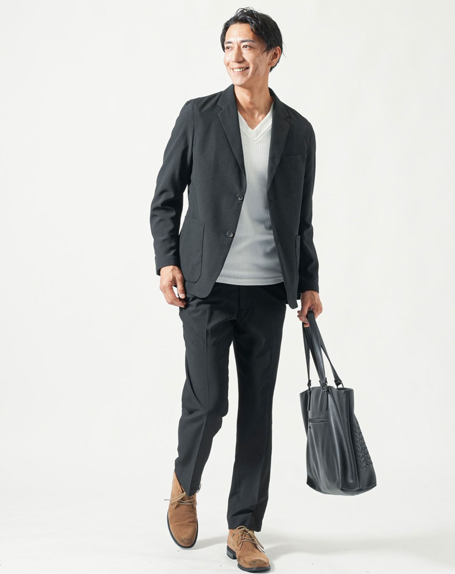 セットアップ 薄手長袖テーラードジャケット×スラックスパンツ