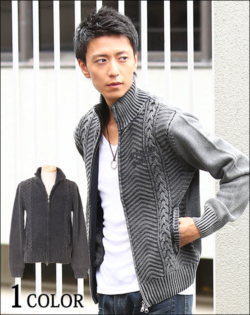 刺繍入りスタンドニットジャケット