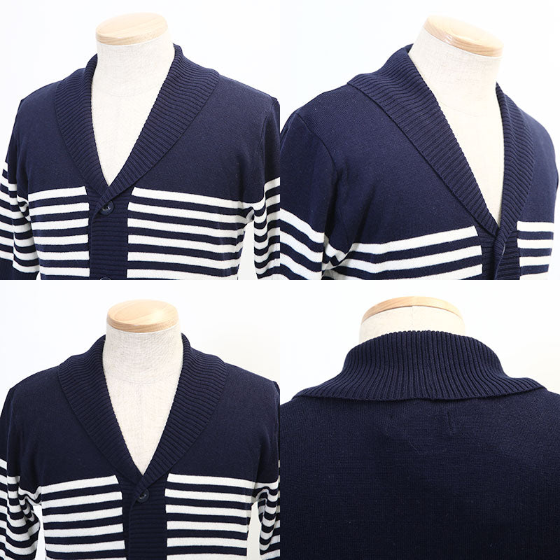 ショールカラーパネルボーダーカーディガン