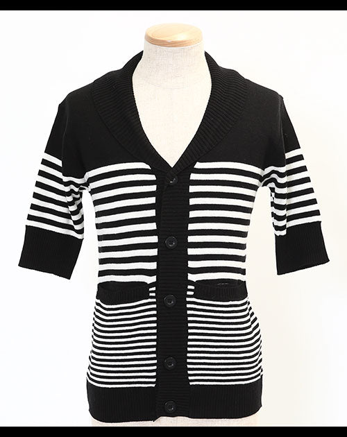 ショールカラーパネルボーダーカーディガン