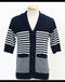 ショールカラーパネルボーダーカーディガン