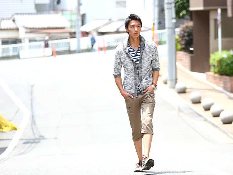 ダブルジップショールカラーカーディガン