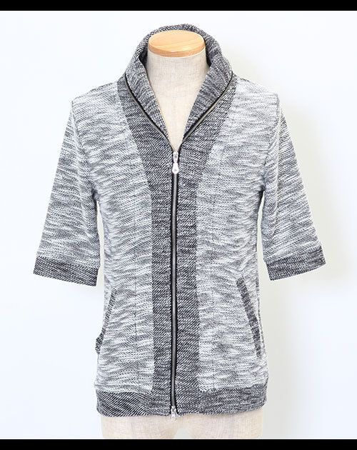 ダブルジップショールカラーカーディガン