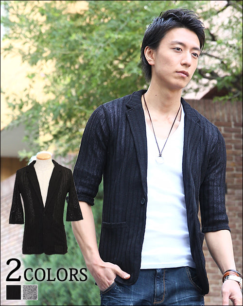 サマーニット6分袖ジャケット