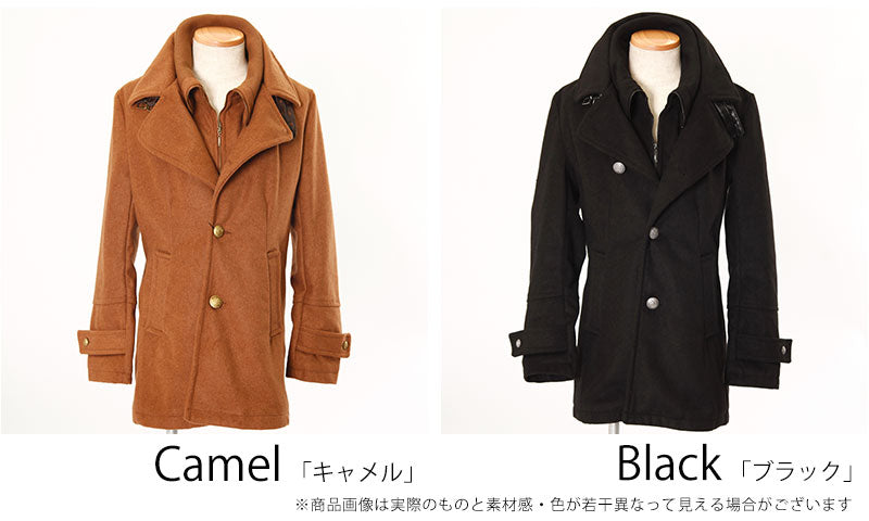 リブ襟付きメルトンコート