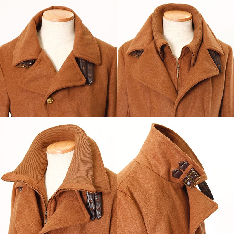 リブ襟付きメルトンコート