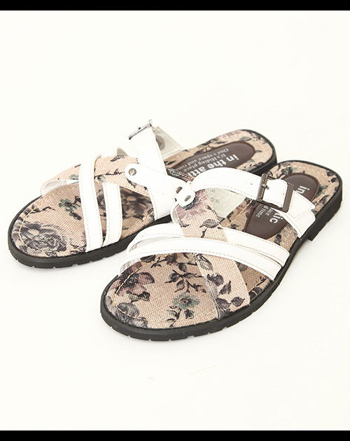 クロスベルトデザイン花柄サンダル