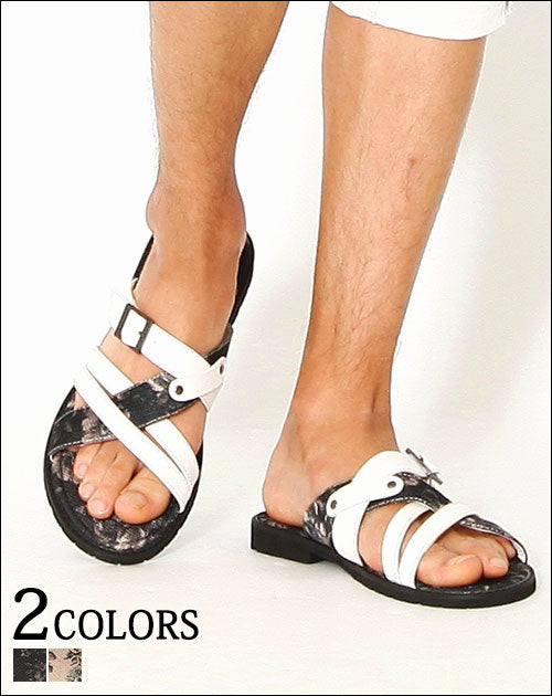 クロスベルトデザイン花柄サンダル