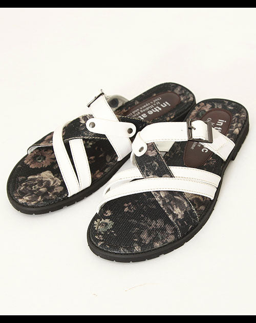 クロスベルトデザイン花柄サンダル