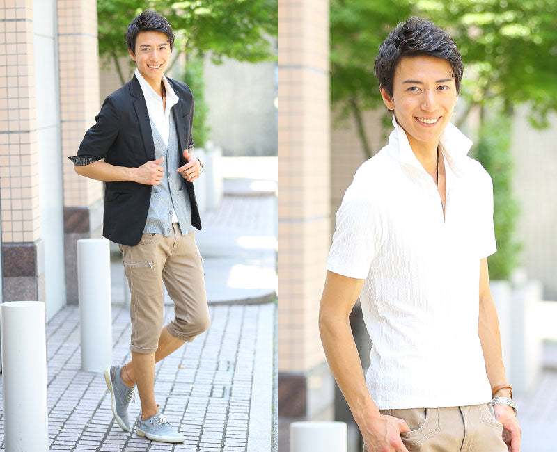 ミニケーブル編み半袖ポロシャツ