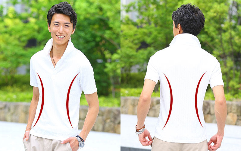 ミニケーブル編み半袖ポロシャツ