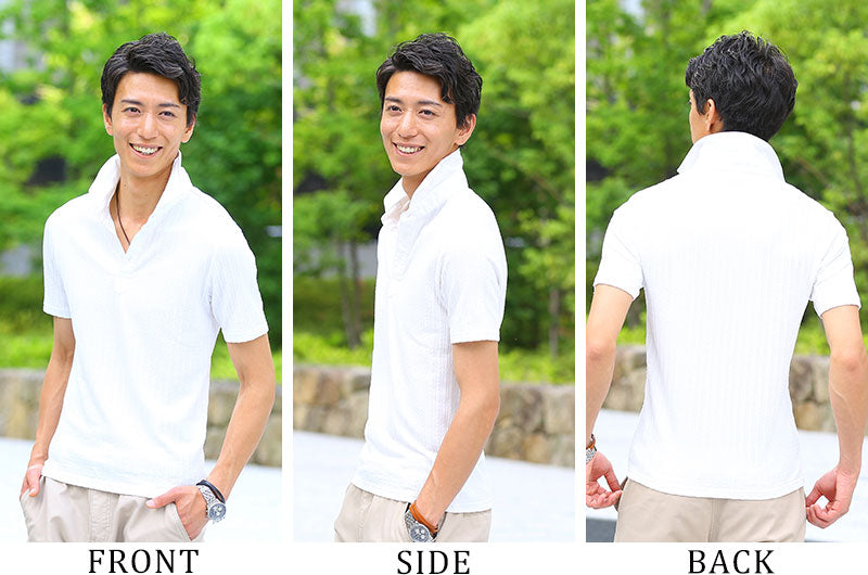 ミニケーブル編み半袖ポロシャツ