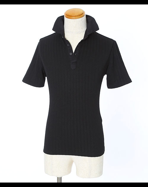 ミニケーブル編み半袖ポロシャツ