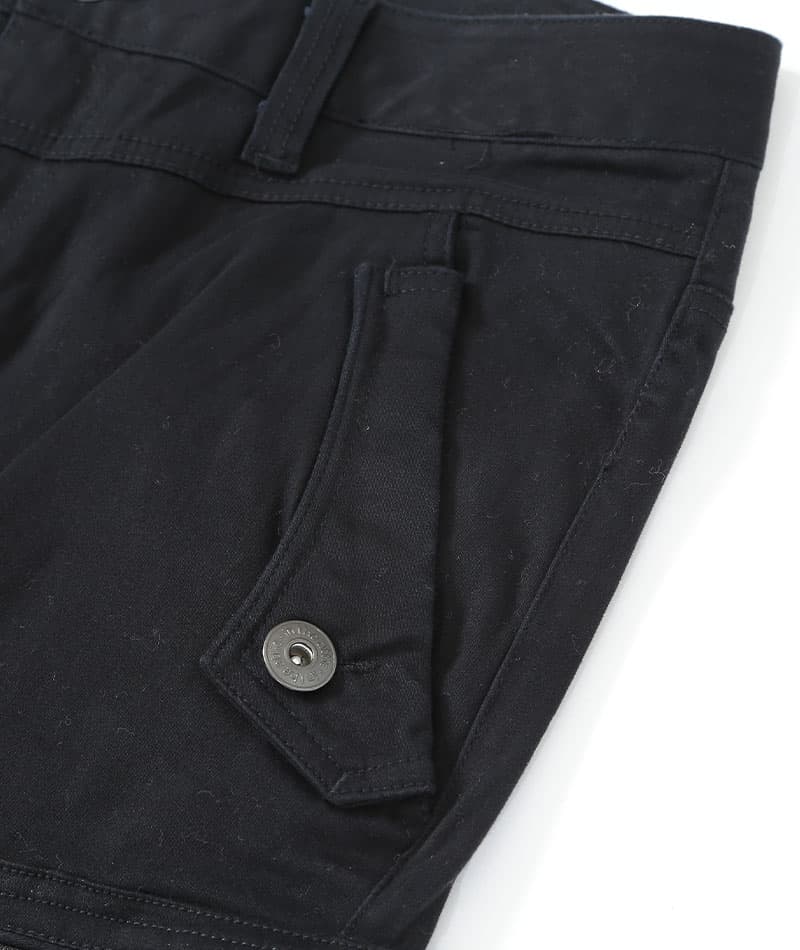 ジップデザインコットンサテンストレッチカーゴパンツ