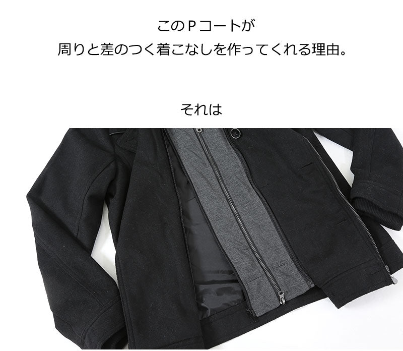 フェイクレイヤードメルトンジップＰコート