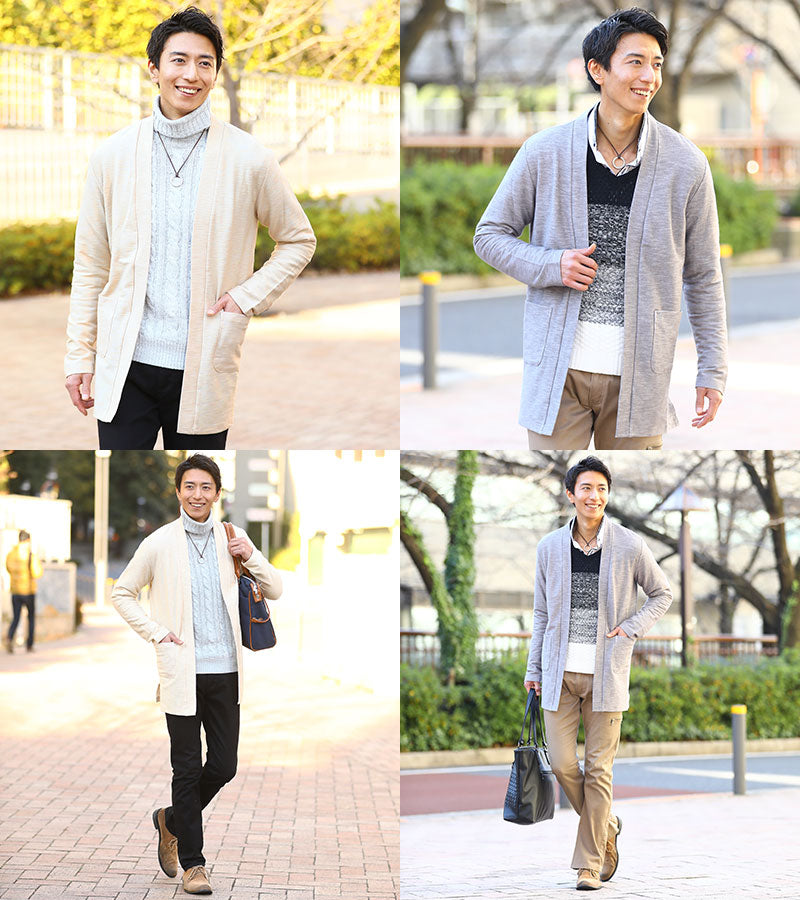 杢スラブデザイン長袖コーディガン