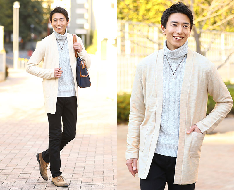 杢スラブデザイン長袖コーディガン