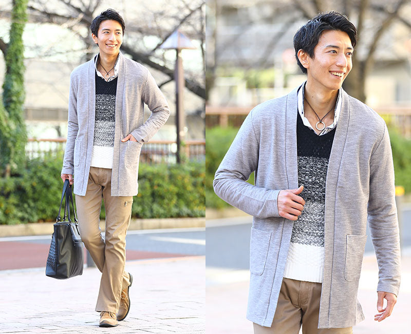 杢スラブデザイン長袖コーディガン
