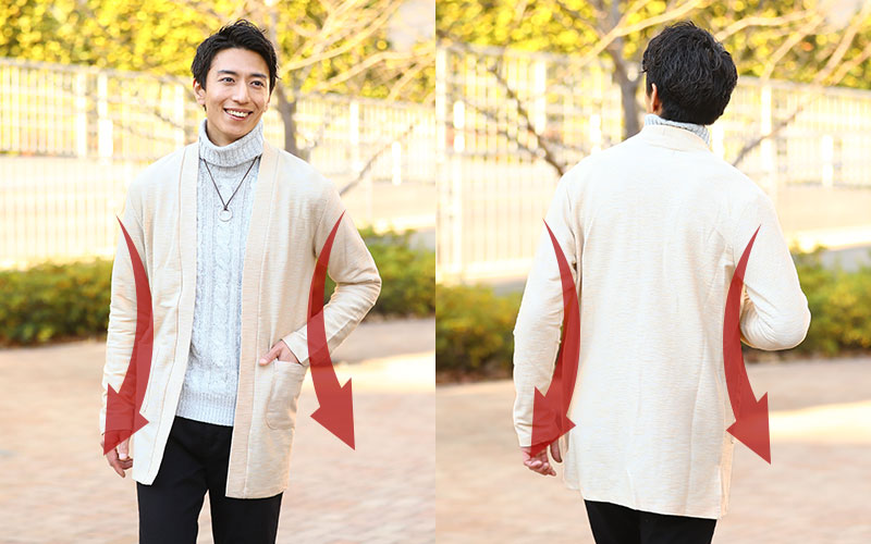 杢スラブデザイン長袖コーディガン