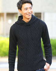 アラン編みニットパーカー