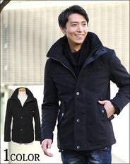 スタンドカラーメルトン中綿コート