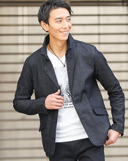 ナポレオンカラーストレッチデニムジャケット