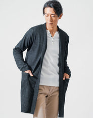 バイアスジャガード長袖ロングカーディガン