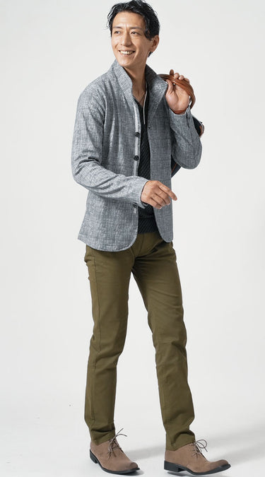 40代メンズはネイビー・グレー・ブラックをベースに選ぶ例