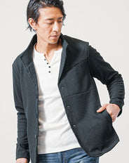 ミラノリブ襟ワイヤー入り長袖イタリアンスタンドカラージャケット